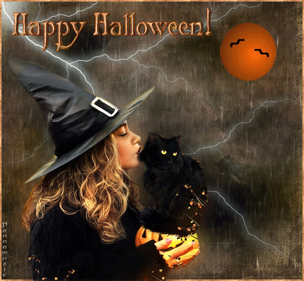 Хеллоуин - канун Дня всех святых~Анимационные блестящие открытки GIF