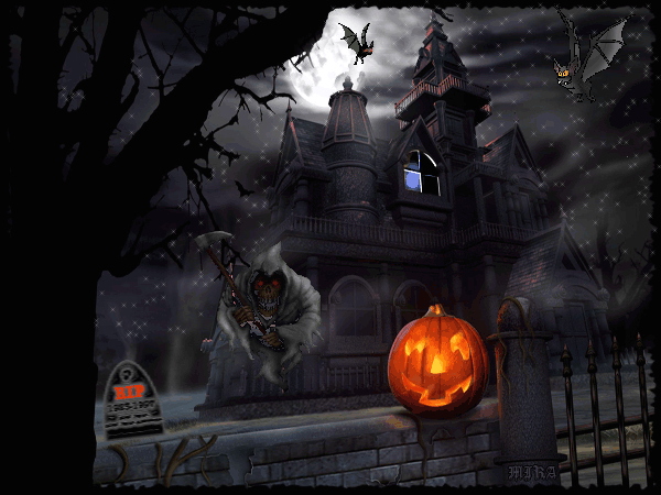 Ужас Хэллоуин~Анимационные блестящие открытки GIF
