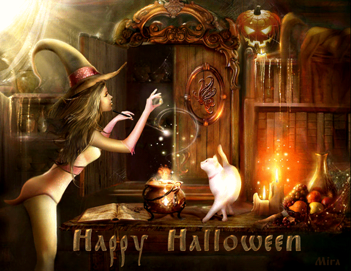 Happy Halloween~Анимационные блестящие открытки GIF