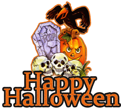 Надпись Веселого Хэллоуина~Анимационные блестящие открытки GIF