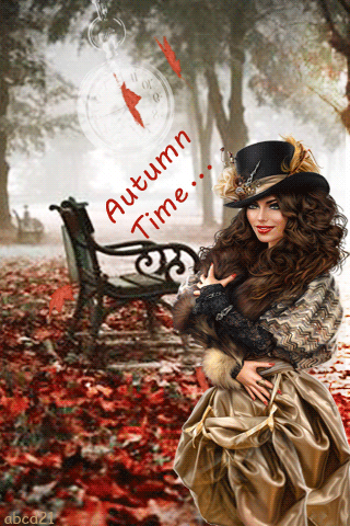 Время Осень~Анимационные блестящие открытки GIF