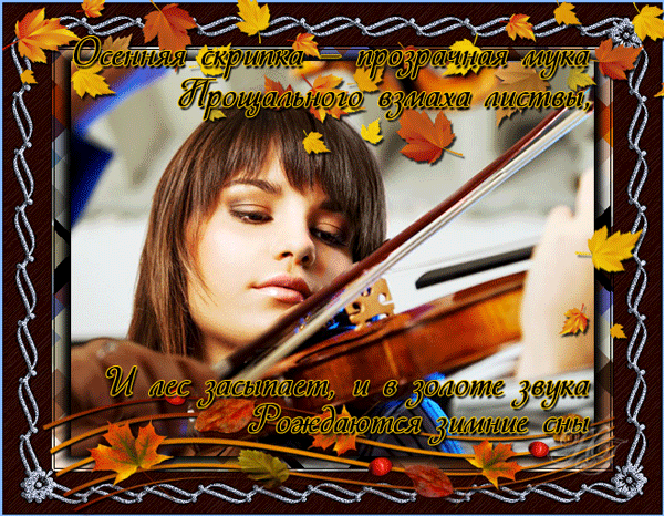 Осенняя скрипка – прозрачная мука~Анимационные блестящие открытки GIF