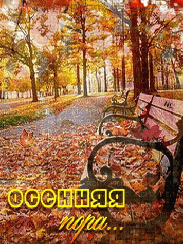 Осенняя пора~Анимационные блестящие открытки GIF