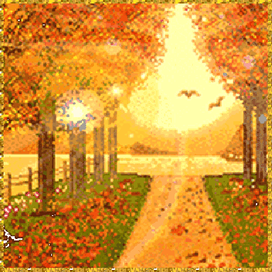 осень золотая~Анимационные блестящие открытки GIF
