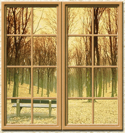 Осень за окном~Анимационные блестящие открытки GIF