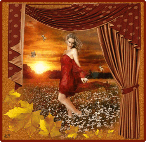 Цвет Осени~Анимационные блестящие открытки GIF