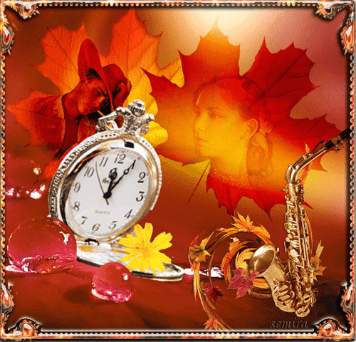 Время года Осень~Анимационные блестящие открытки GIF