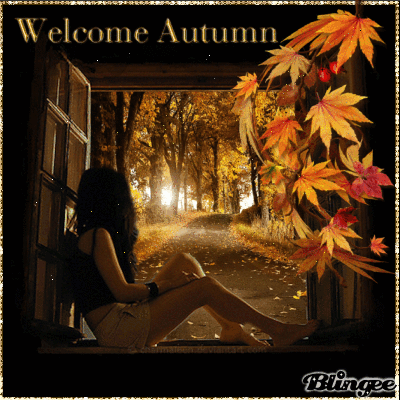 Welcome autumn~Анимационные блестящие открытки GIF
