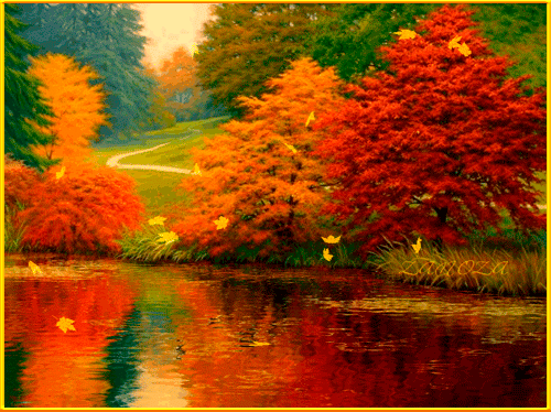 Красивая Осень~Анимационные блестящие открытки GIF