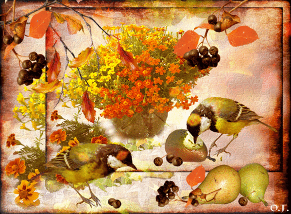 Осенняя анимированная картинка~Анимационные блестящие открытки GIF