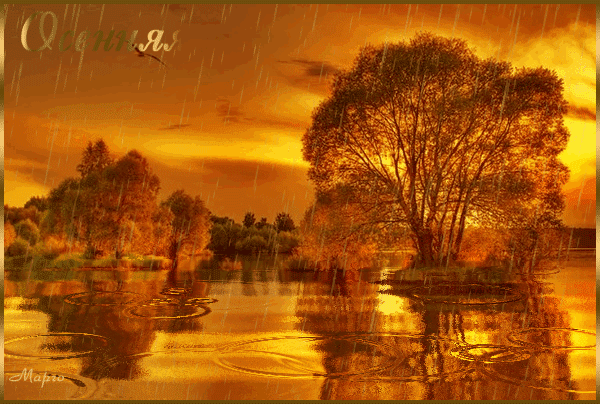 Осенняя пора~Анимационные блестящие открытки GIF