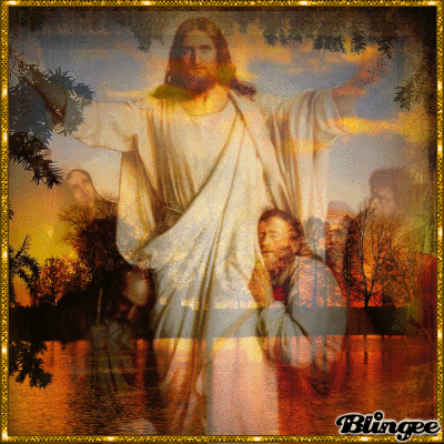 Иисус с учениками~Анимационные блестящие открытки GIF