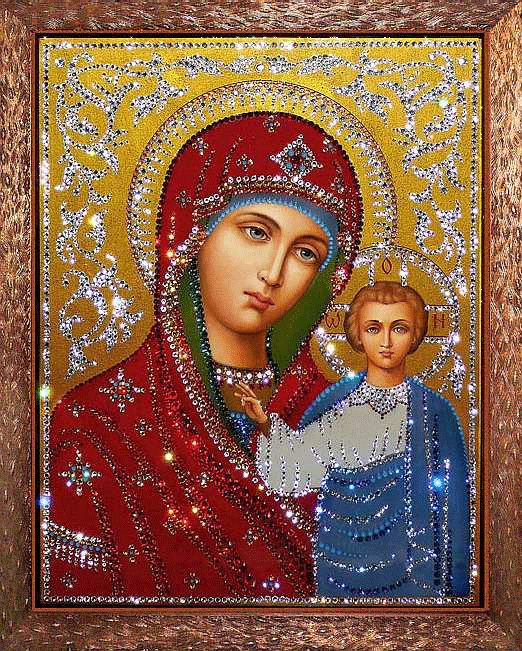 Богородица Казанская~Анимационные блестящие открытки GIF