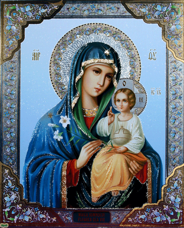 Икона пресвятая Дева Мария~Анимационные блестящие открытки GIF