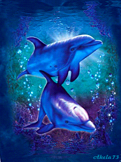 Дельфины на телефон~Анимационные блестящие открытки GIF