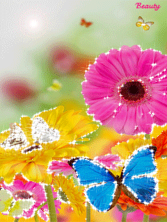 Летняя анимашка цветы~Анимационные блестящие открытки GIF