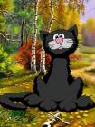 Анимация черный кот - Блестяшки на телефон открытки и картинки