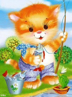 Котеночек анимашка~Анимационные блестящие открытки GIF