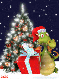 Новогодний дракон анимашка на телефон~Анимационные блестящие открытки GIF