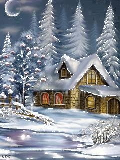 Зима в телефон~Анимационные блестящие открытки GIF