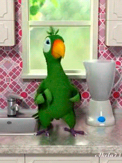 Прикольный попугай~Анимационные блестящие открытки GIF