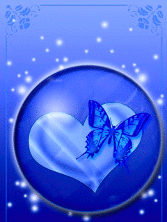 Бабочка на сердце~Анимационные блестящие открытки GIF