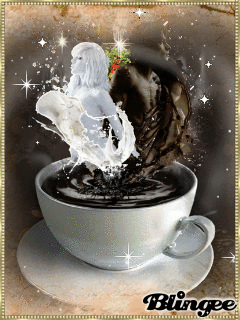 Любовь с ароматом кофе~Анимационные блестящие открытки GIF
