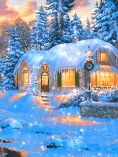 Картинка Зима~Анимационные блестящие открытки GIF