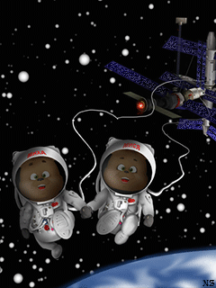 Мишки в космосе~Анимационные блестящие открытки GIF