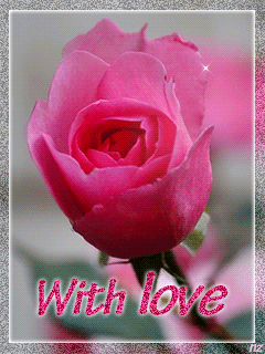 Розовая роза.~Анимационные блестящие открытки GIF