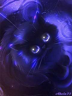 Котёнок в телефон~Анимационные блестящие открытки GIF