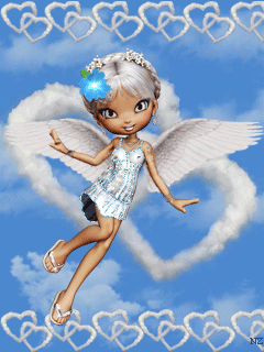 Кукла ангел~Анимационные блестящие открытки GIF