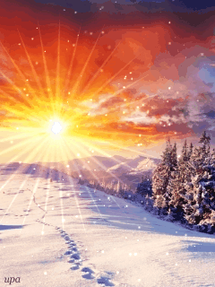 Солнечная зима анимация~Анимационные блестящие открытки GIF