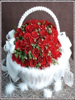 Розы в корзине~Анимационные блестящие открытки GIF