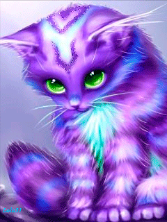 Фантастический котенок~Анимационные блестящие открытки GIF