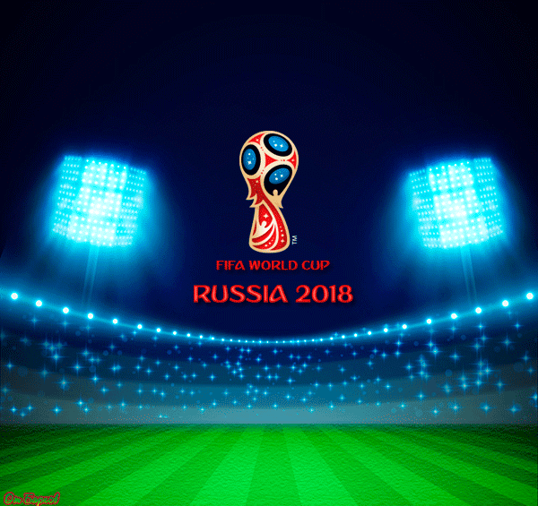 Чемпионат Мира по футболу в России~Анимационные блестящие открытки GIF
