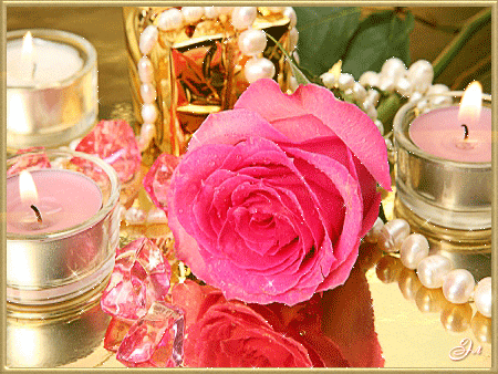 Гламурная картинка с розой~Анимационные блестящие открытки GIF