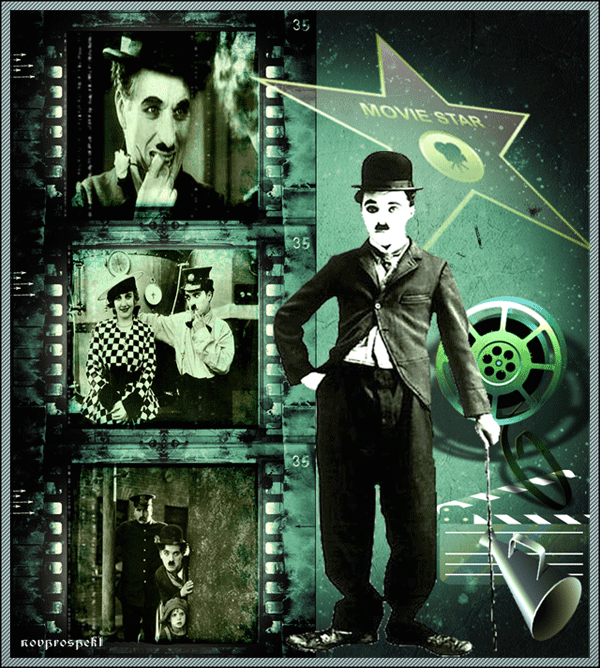 Чарли Чаплин~Анимационные блестящие открытки GIF