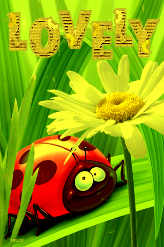 Божья коровка~Анимационные блестящие открытки GIF