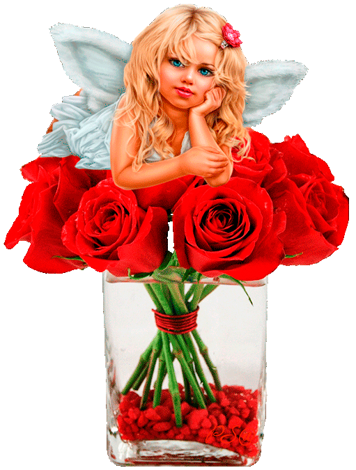 Девнока ангелочек с крыльями~Анимационные блестящие открытки GIF