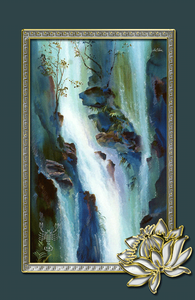 Горный водопад~Анимационные блестящие открытки GIF