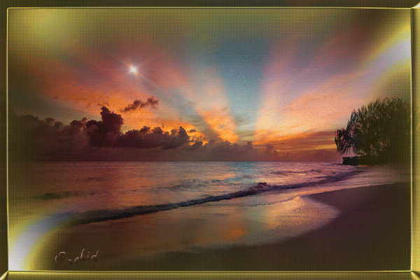 Радужный пейзаж~Анимационные блестящие открытки GIF