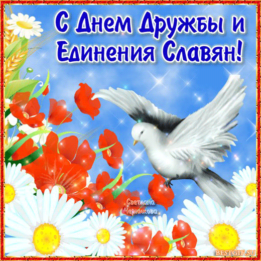 С Днем дружбы и единения славян~Анимационные блестящие открытки GIF