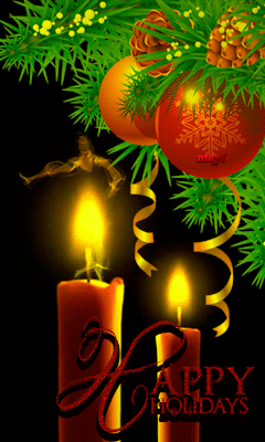 Танец новогодней свечи~Анимационные блестящие открытки GIF