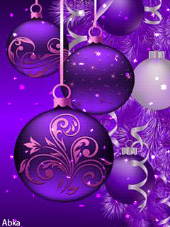 Новогодняя фиолетовая заставка на телефон~Анимационные блестящие открытки GIF