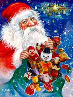 Дед Мороз к новому году~Анимационные блестящие открытки GIF