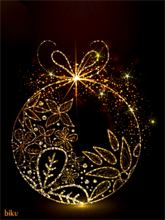Новогодний золотой шар~Анимационные блестящие открытки GIF