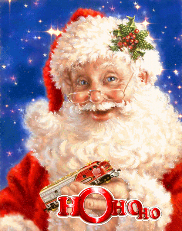 Анимация Санта Клаус~Анимационные блестящие открытки GIF