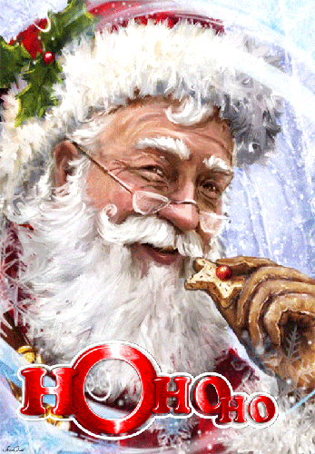 Санта Клаус анимация~Анимационные блестящие открытки GIF