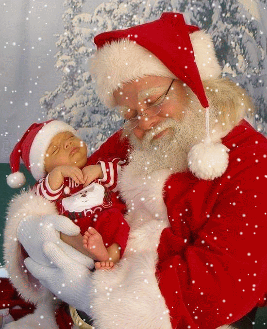 Фото Санта Клаус~Анимационные блестящие открытки GIF